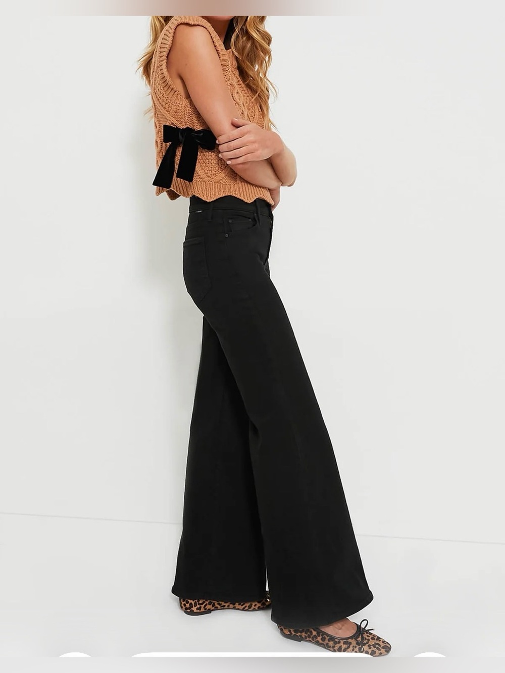MOTHER High-Rise Wide-Leg Jeans in Black